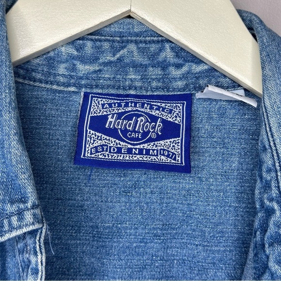 Vintage Hard Rock Cafe Denim button up shirt Jean CHICAGO XL - Picture 4 of 4